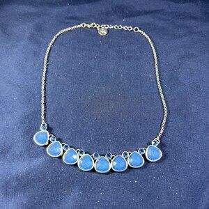 Liz Claiborne Blue Gemstone & Silver Necklace With Adjustable Chain
